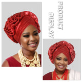Fashion Women Elastic Ruffle African Turban Cap Lady Head Wraps Nigeria Wedding Auto Gele Headtie Party Headgear Headwear Hat