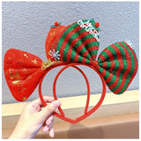 Navidad Bows Elastic Headbands for Adult Children's Hair Accessories Happy Christmas New Year Party Merry  Xmas Headdress Supply