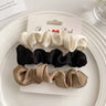 3/4/5 PCS Elastic Bands Elegant Solid Color Satin Pleated Scrunchies Woman Strong Ponytail Hair Ties Accessories Wholesale