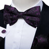 Classic Black Men Bow Ties 100% Silk Bowties Butterfly Pocket Square Cufflinks Set Suit Paisley Gold Pre-Tied Bow Tie DiBanGu