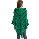 2023 New Cape Green Winter Shawl Women Solid Colour Warm Hooded Jumper Knitted Pullover Capes Shawl