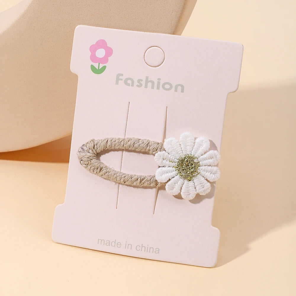 1pcs Ins Daisy Flower Hair Clips Baby Girl Hairpins for Kids Lace White Barette Princess Hooks Infant Accessories Korean
