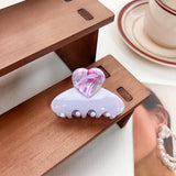 Trendy Acetate Medium Floral Patchwork Color Heart Hair Claw Clips Cute Sweet Shark Clip Ponytail Clip Girls Summer Accessories
