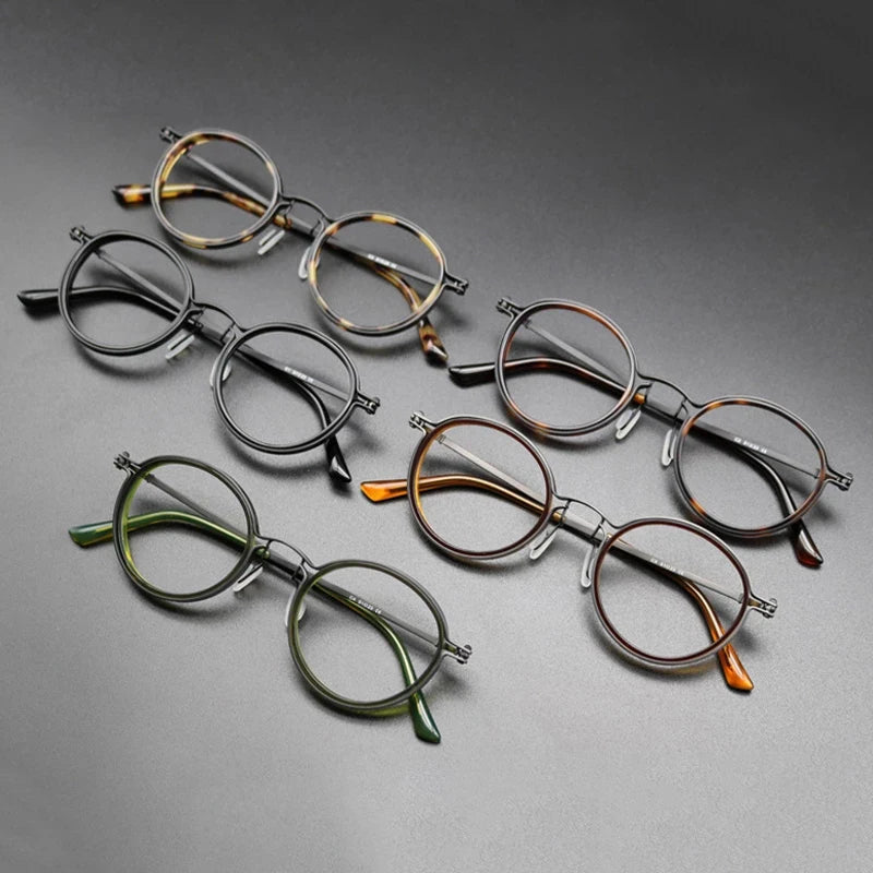 Vintage Pure Titanium Eyeglasses Frame Men Round Ultra Light Glasses Frame Women Retro Luxury Brand Designer Eyewear