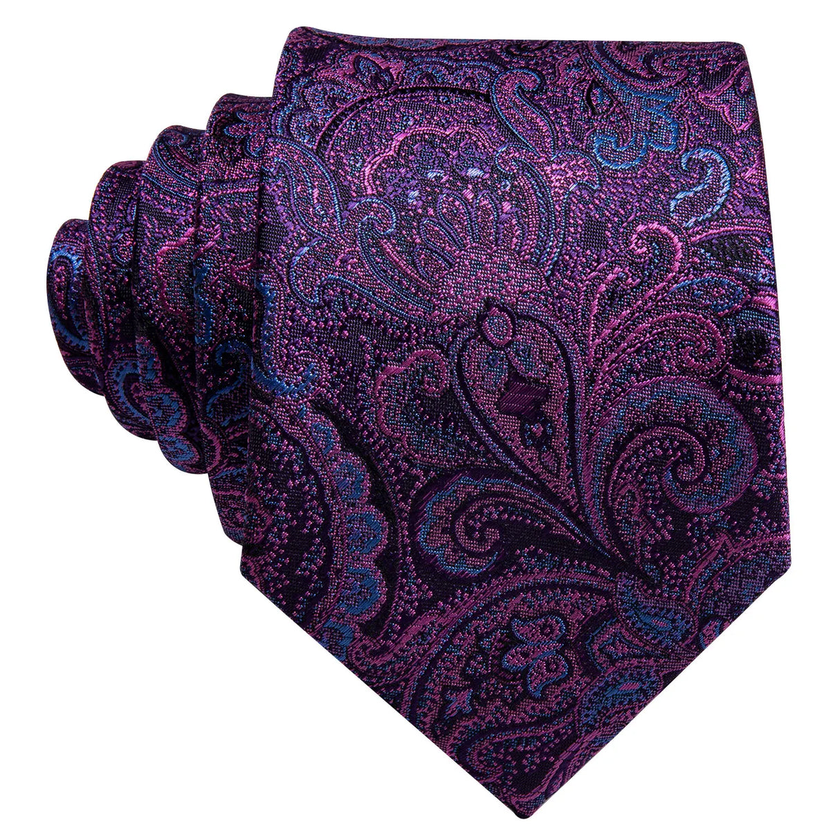 Barry.Wang Purple Silk Mens Tie Hanky Cufflinks Set Lilac Lavender Mauve Violet Jacquard Necktie For Male Wedding Business Party