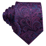 Barry.Wang Purple Silk Mens Tie Hanky Cufflinks Set Lilac Lavender Mauve Violet Jacquard Necktie For Male Wedding Business Party