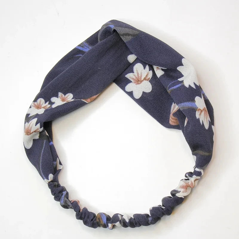 Clearance Fresh Colorful Turban Headbands Women Spring Summer Chiffon Headband Head Wrap Wide Lattice Hairband Hair Accessories