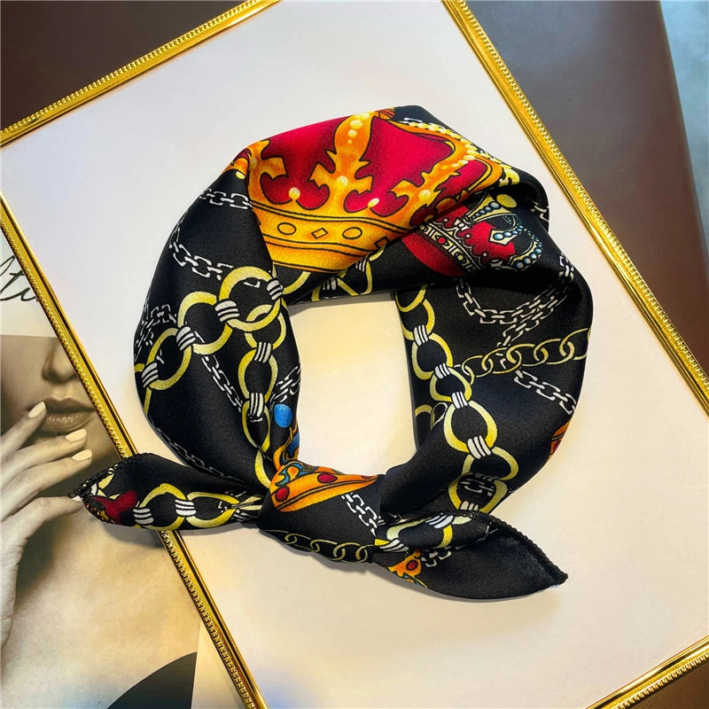 2022 Silk Square Scarf For Women Small Neck Scarves Print Foulard Hair Band Lady Bandana Scarfs Female Hand Kerchief