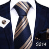 Brand Fashion 8 cm Tie For Men Woven Festive Present Tie Handkerchief Cufflink Set Necktie Shirt Accessories Red Striped