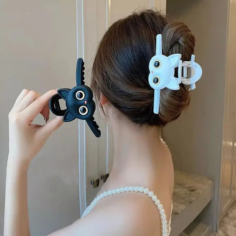 1pc Cute cat hair clip, women's new high-end shark clip, large hair tie, internet famous hairpin headband