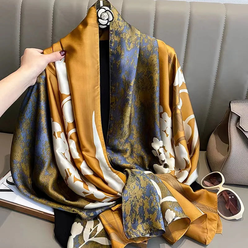 2023 Fashion New Sunscreen Shawl Popular Leopard Print Beach Towel Female 180X90CM Dustproof Bandanna Summer Luxury Silk Scarves