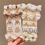 10Pcs/Set Girls Cartoon Hair Band Sweet Bow Hair Ties Elastic Rubber Band Princess Flower Scrunchies Kids Hair Accessories