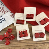 2pcs New Year's Red Festival Mini Hair Clip Retro Red Edge Clip Cute Girl Heart Liu Hai Clip Princess Head Clip Headpiece