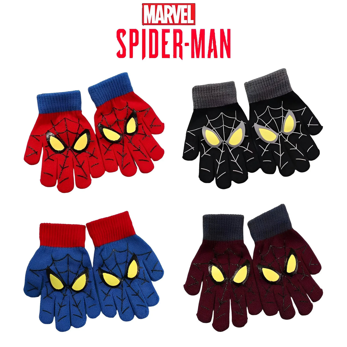 Diseny Spiderman Winter Children's Warm Gloves Marvel Anime Cartoon Knitted Gloves Cute Decoration Kids Christmas Gifts 5-10Y