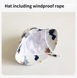 Cartoon Printing Baby Bucket Hat Cotton Breathable Kids Fisherman Hat Infant Toddle Sun Hat With Drawstring