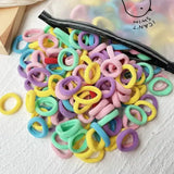 50/100Pcs Colorful Basic Nylon Ealstic Hair Ties for Girls Ponytail Hold Scrunchie Rubber Band Kid Fashion Hair Accessories