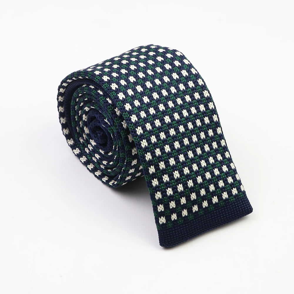 Classic Knit Neck Ties For Men Casual Suits Tie Plaid Dots Leisure Warm Mens Neckties For Business Wedding 6cm Width Men Ties