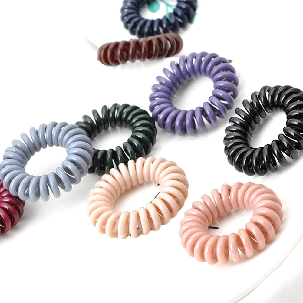 High Elasticity Telephone Coil Hairbands Women Spiral Hair Ties Girl Hair Ring Rope Solid Color Hair Accessories Ponytail Holder