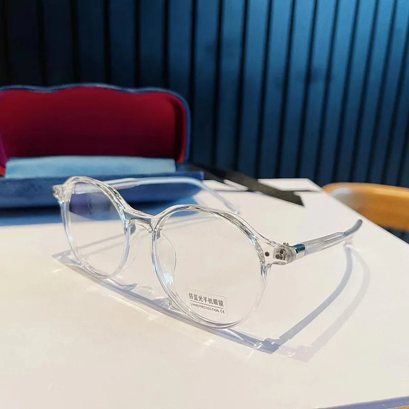 Blue Light Blocking Eyeglasses Frame Fashion Style Round Shape Glass Frames for Men Women TR90 Material Female Glass