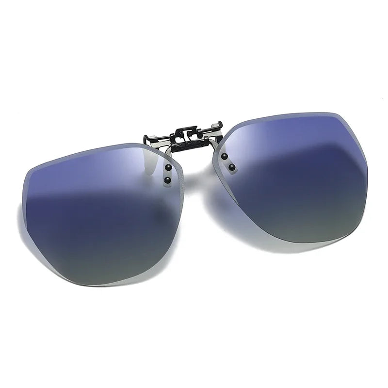Oversized Polarized Clip-on Sunglasses Men Frameless Filter UV400 Protection Polygon Eyewear Clip Lens Sun Glasses