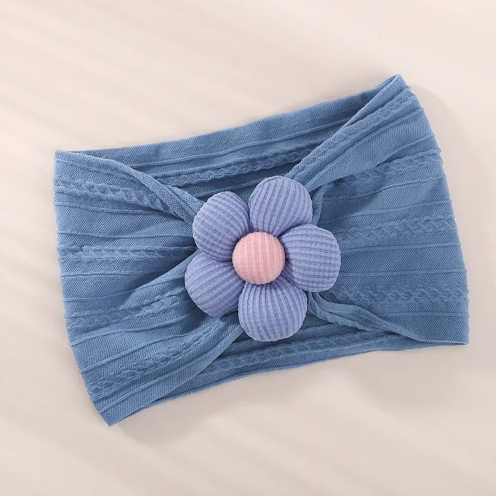 1Pc Baby Nylon Headscarf Astique Suitable Newborn Girl Flower Handmade Headband Elastic Hairband Turban Toddler Hair Accessories