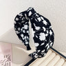 Elegant Floral Black White Hairbands for Women Girls Wide Edge Soft Hair Hoops Big Bowknot Cross Headband Hair Styling Tool Gift