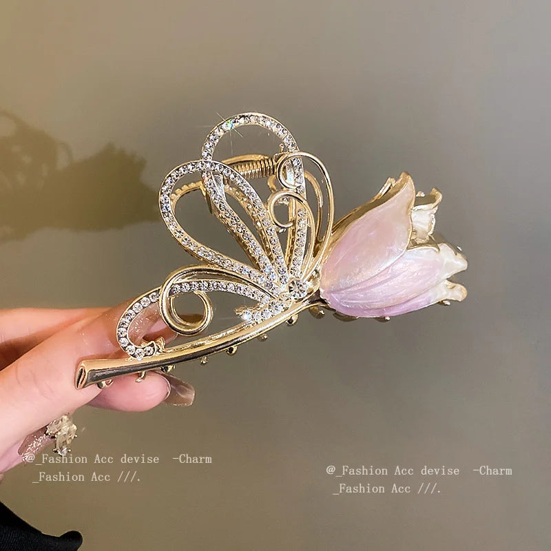 New Sweet Flower Durian Hair Claw Clip Ponytail Grab Hair Clips Shark Clip Woman Hairpins For Girl Hair Accessories Headdress