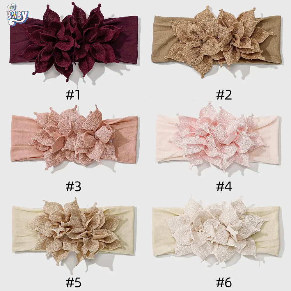 Newborn Baby Girl Headbands Baby Elastic Hair Band Head Flower Toddler Headband Cute Headwear Kids Accessories Nylon Hairban