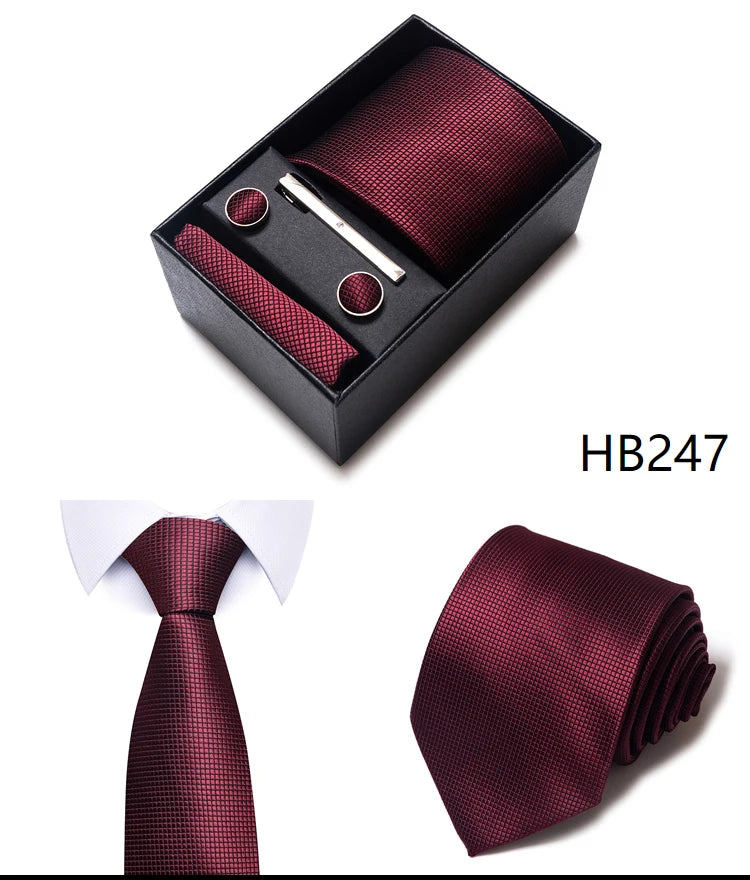 Tie For Men Brand New Style Wedding Gift Tie Pocket Squares Set Necktie Box Men Black Suit Accessories