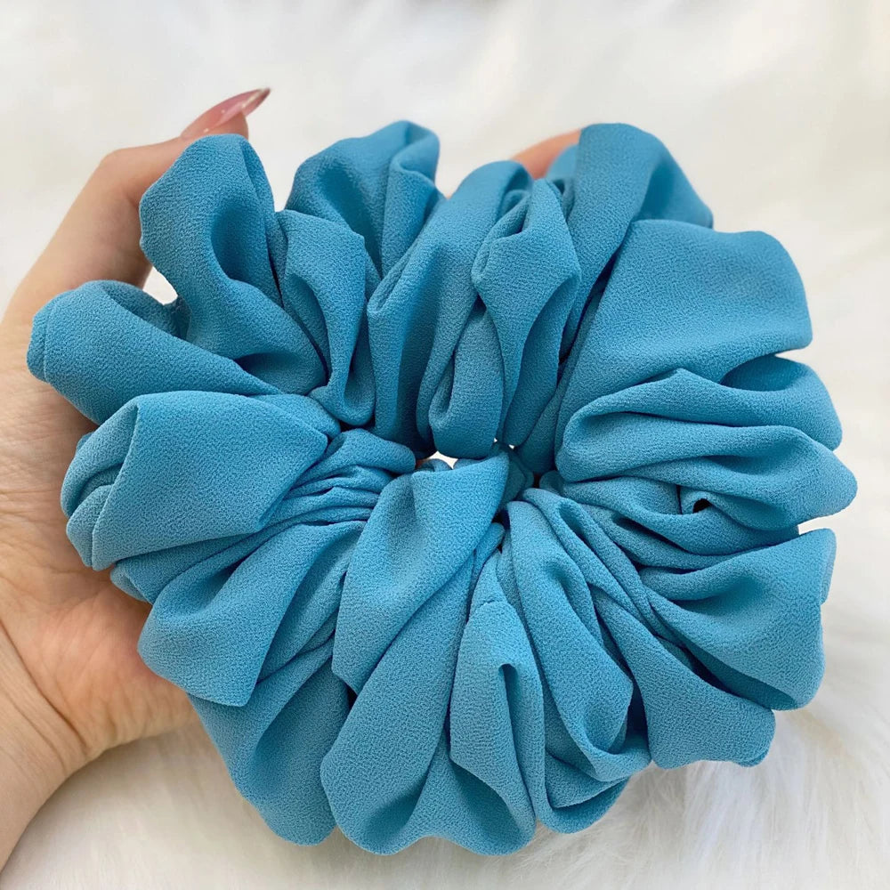 Elastics Chiffon Hair Band Solid Color Big Circle Scrunchies for Women Girl Ponytail Holder Hair Rope Hairband Hair Accessoires