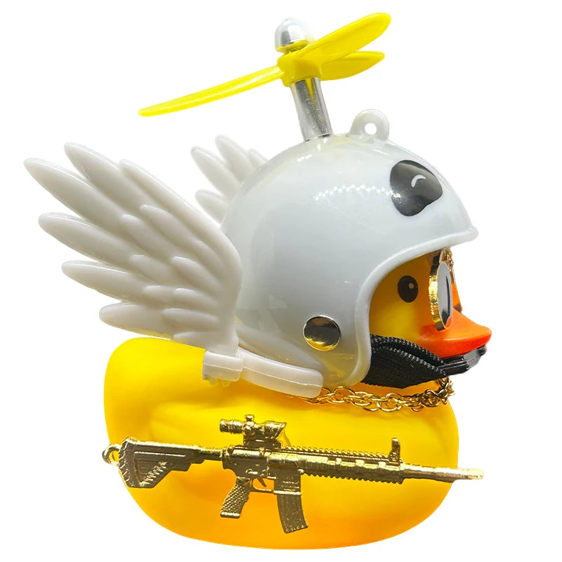 Car Duck Auto Interior Decoration Car Ornaments Rubber Duck With Helmet Bicycle Road Bike Motor Kids Toy Bike Accessories