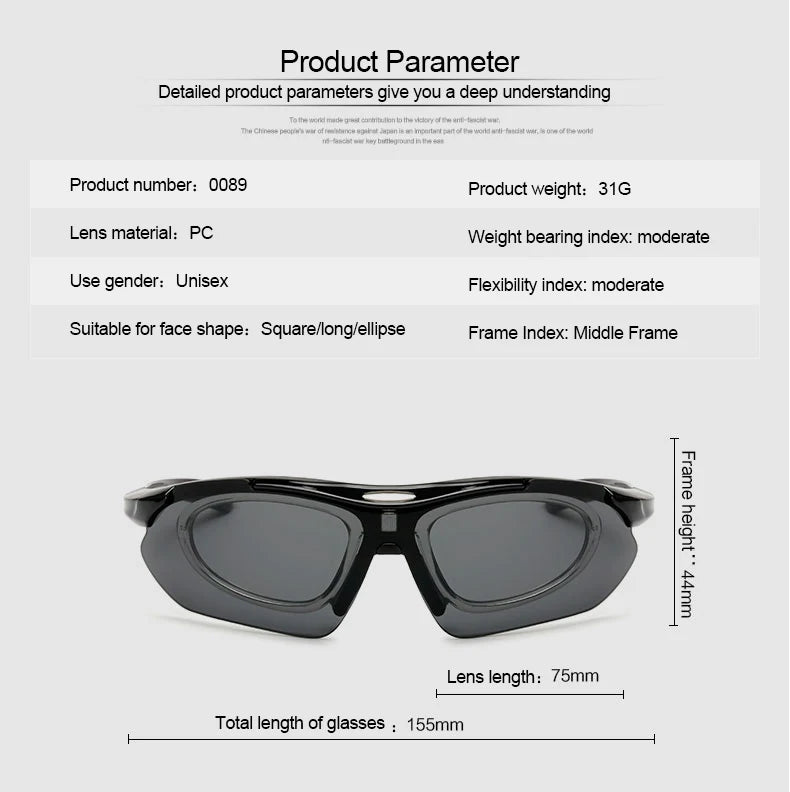 Cycling Glasses For Men's Women Men Outdoor Sports Bicycle Sunglasses MTB Road Goggles Eyewear 5 Lens Bike Equipment Driving