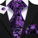 Elegant Multi Floral Silk Mens Tie Hanky Cufflinks Set Jacquard Flower Necktie For Male Wedding Business Party Event Barry.Wang