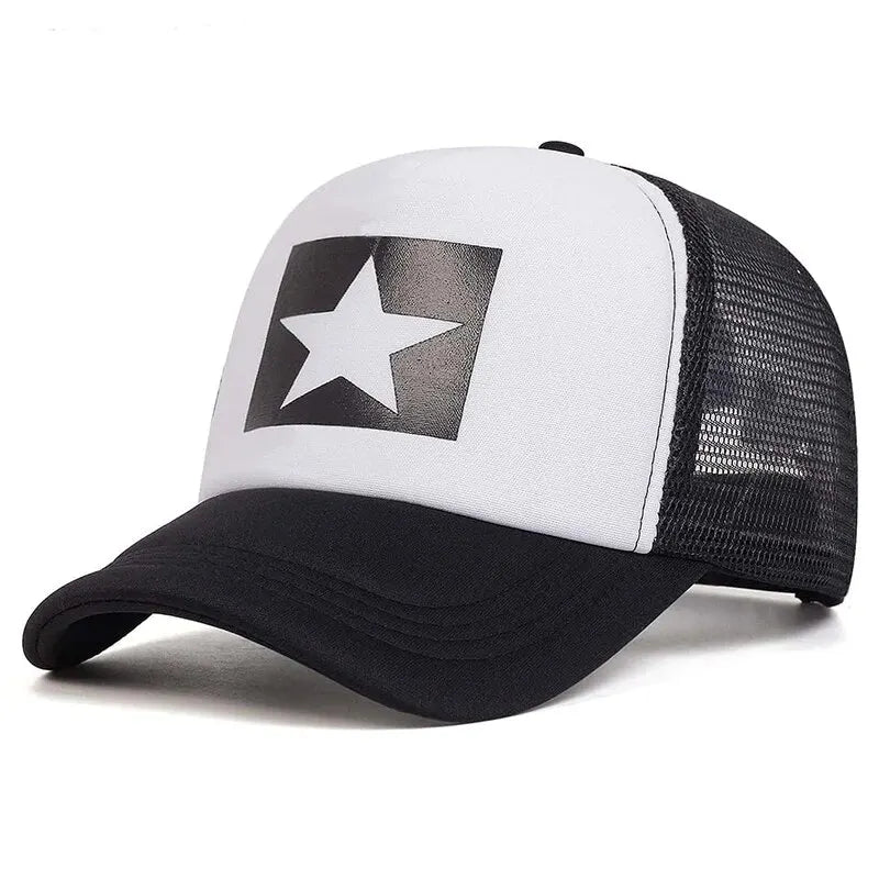Five-Pointed Star Printed Baseball Net Caps Spring and Summer Outdoor Adjustable Casual Hats Sunscreen Hatcreen Hat