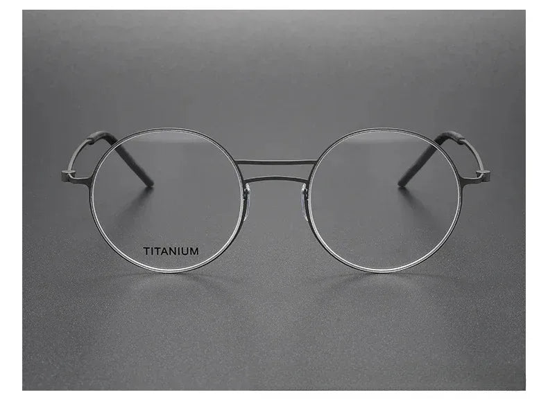Handmade Round Titanium Glasses Frames 5518 Retro Men Double Beam Round No Screw Eyeglasses Denmark Brand Lightweight Women