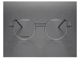 Handmade Round Titanium Glasses Frames 5518 Retro Men Double Beam Round No Screw Eyeglasses Denmark Brand Lightweight Women