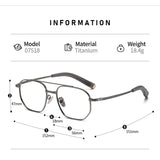 Trendy Men's Large size Titanium Frames Stylish, Double Bridge, Casual, Comfortable, Optical Prescription Eyewear for Men 07518