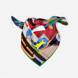 Twill Silk Scarf Woman Graffiti Painting Square Scarves Wraps Bandana Small Hijab Silk Foulards Tie Headband Neckerchief 53CM