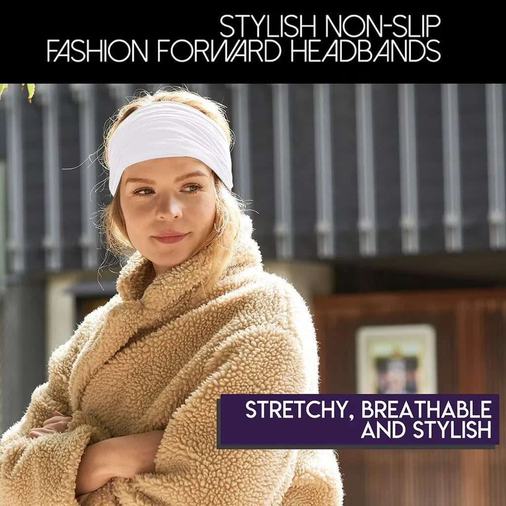 Wide Elastic Headband Hairband Pilates Yoga Fitness Running Cycling Sweatband Turban Makeup Hair Hoop Makeup Headwrap For Women