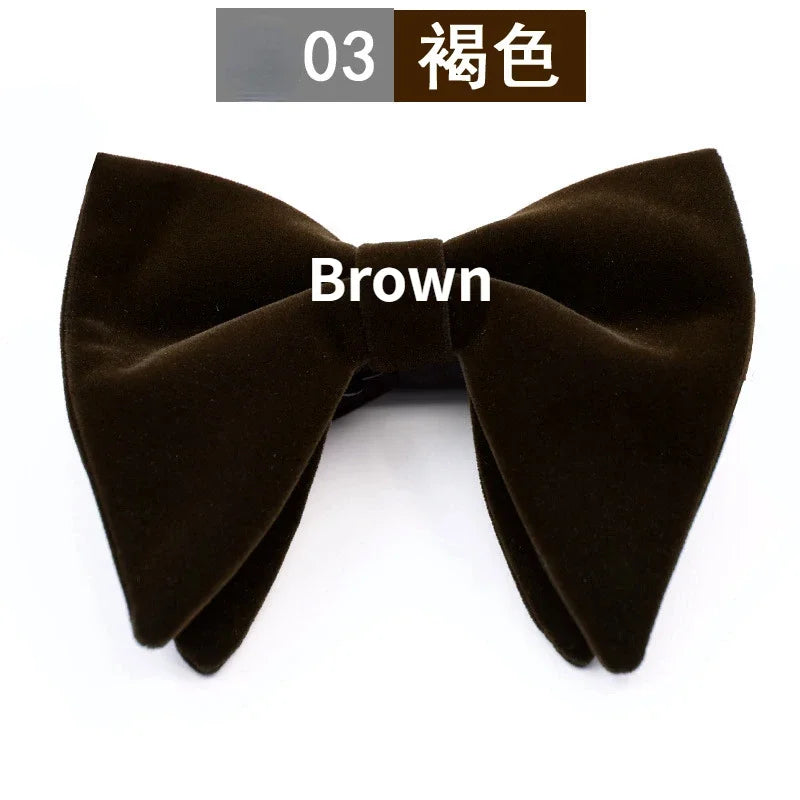 Men's Business Bow Tie Velvet  Royal Blue Burgundy Double Deck Big Bowtie Fashion New Mens Wedding Horns Bowties Gifts for Men