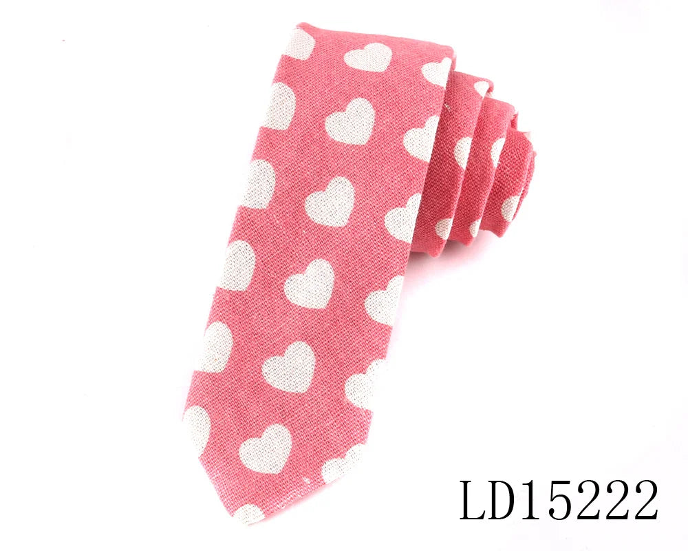 New Designer Print Ties Casual Narrow Necktie Ties for Men Hip-hop Party Floral Cotton Skinny Tie Cravat