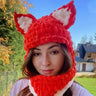 Combhasaki Women's Y2K Hooded Scarf Hats Cute Animal Ears Knitted Pullover Balaclava Winter Warm Beanie Cap for Cold Weather