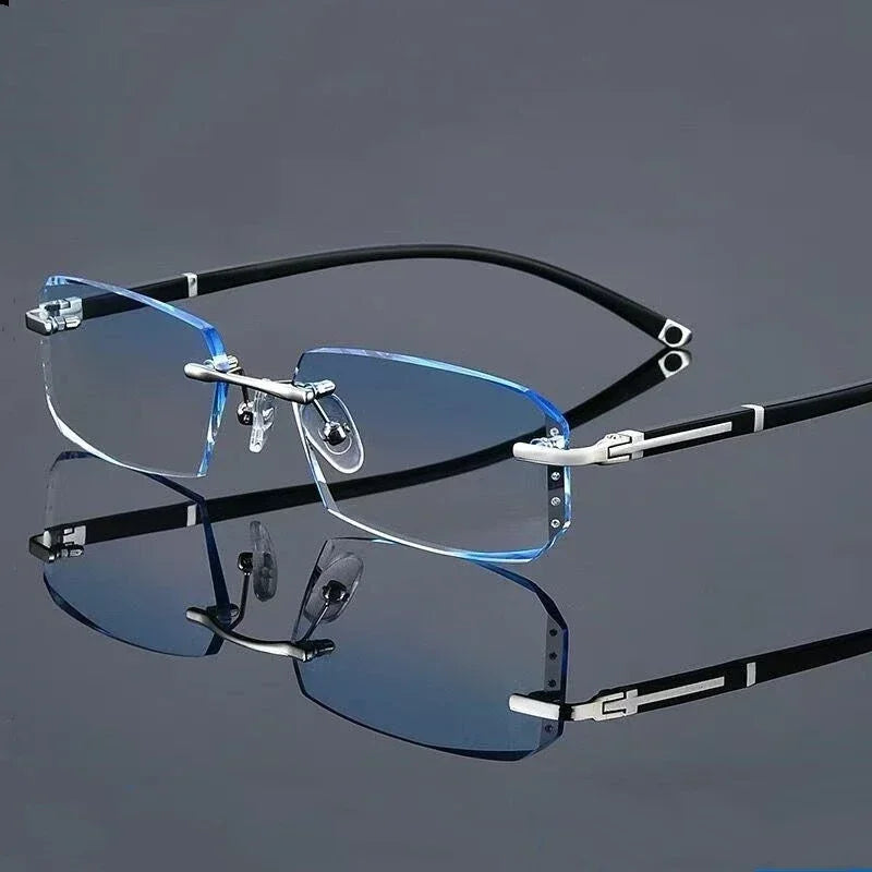 Luxury Blue Light Blocking Reading Glasses Women Men Cutting Frame Presbyopia Eyeglasses HD Lens Farsighted Prescription Eyewear