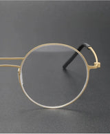Handmade Round Titanium Glasses Frames 5518 Retro Men Double Beam Round No Screw Eyeglasses Denmark Brand Lightweight Women