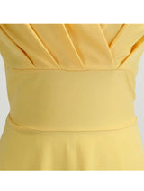 Robe d'été rose pour femme, col en V, style vintage, élégante, rétro, pin-up, soirée, bureau, mi-longue