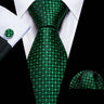 Fashion Luxury Green Silk Tie For Men Casual Formal Wedding Geometric Tie Barry.Wang NeckTies Hanky Cufflinks Set Business Gift