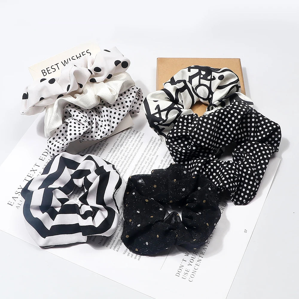 3/5PCS Black White Elastic Hair Bands for Girls Simple Basic Headband Women Rubber Band Hair Accessories Holder Scrunchies Gifts