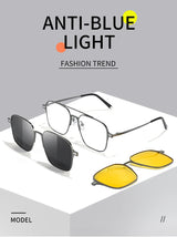 Titanium 3 In 1 New Trend Magnet Glasses Frame With Clip On Glasses Polarized Sunglasses For Men Women Optical Computer glasses