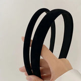 SWINATE Fashion Women Basic Black Velvet Hairband Double Size Headband Stretch Hair Hoop Simple Plain Style Easy For Wearing
