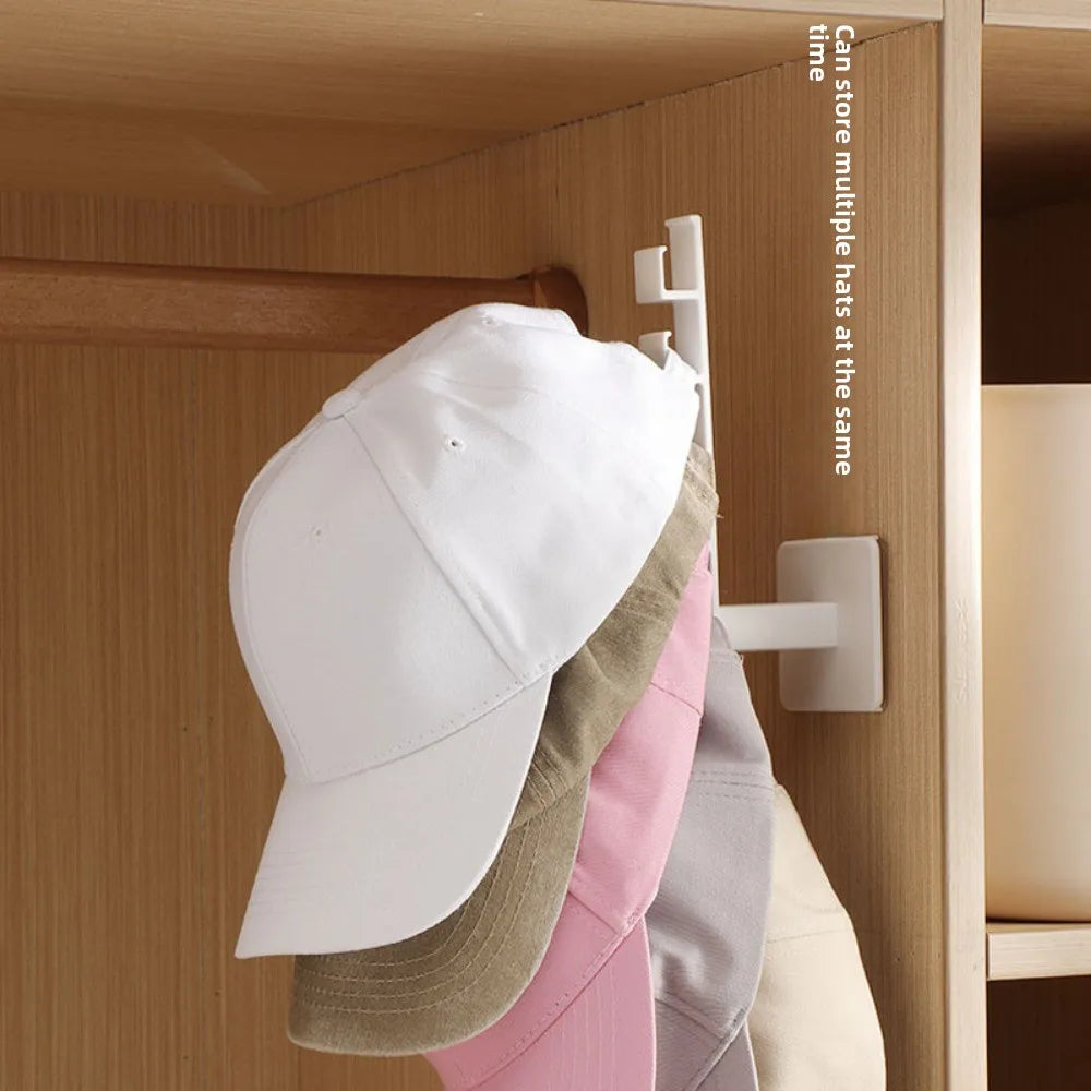 1pc wall mounted non perforated baseball cap hook, smooth and burr free, 6-hook design, multifunctional storage